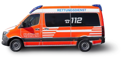 Seitliche Ansicht eines Rettungswagen