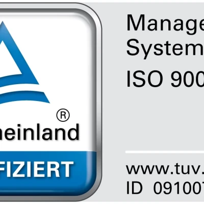 TÜV Rheinland-Zertifikat für Managementsystem ISO 9001:2015.